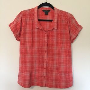 Woolrich | Short Sleeve Orange Plaid Shirt Size L
